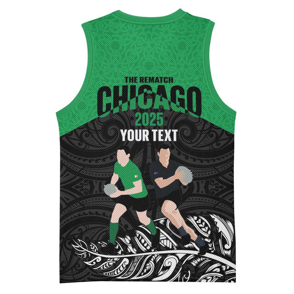 New Zealand and Ireland Rugby Custom Basketball Jersey Chicago 2025 Go All Black Shamrocks - Aussie Hoodie