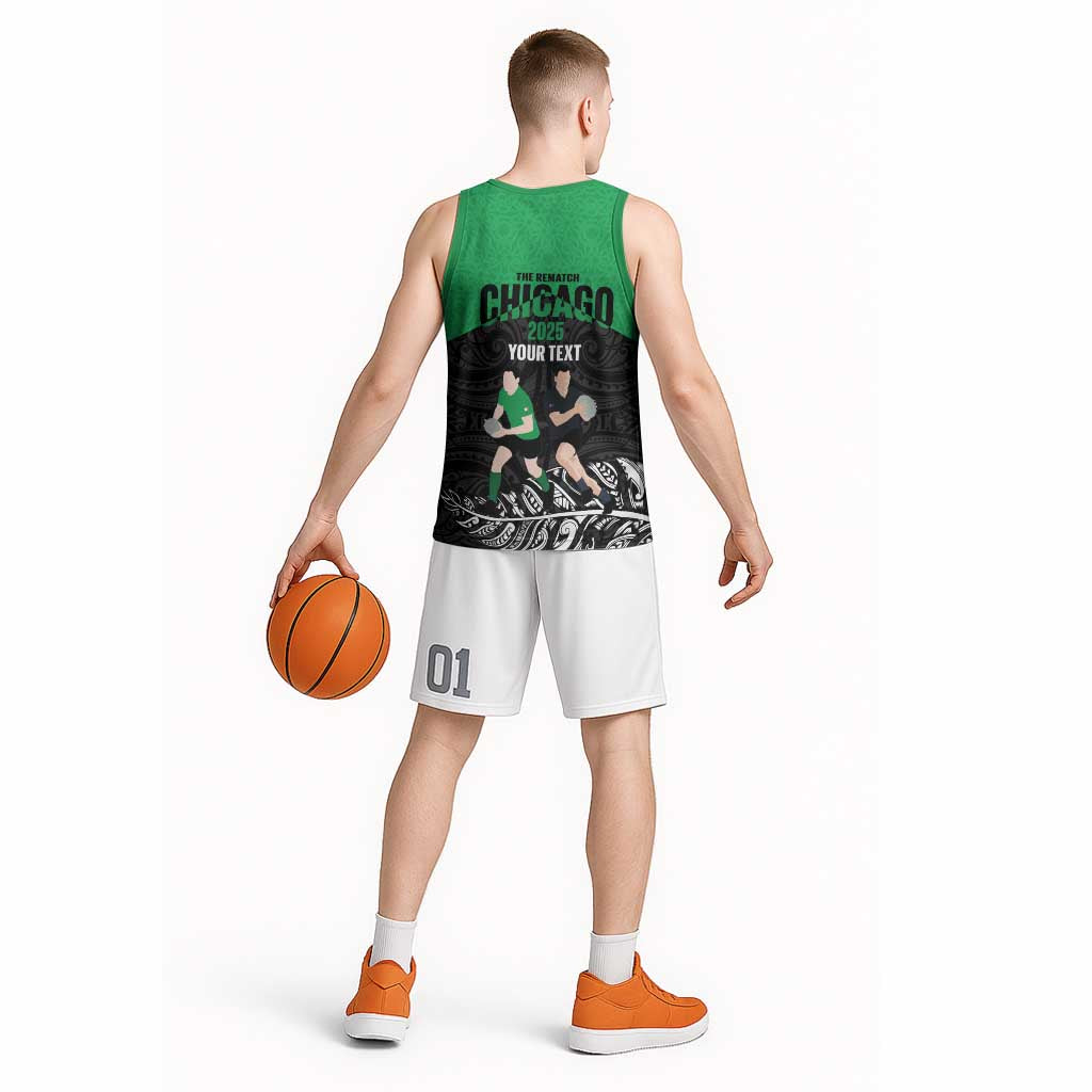 New Zealand and Ireland Rugby Custom Basketball Jersey Chicago 2025 Go All Black Shamrocks - Aussie Hoodie