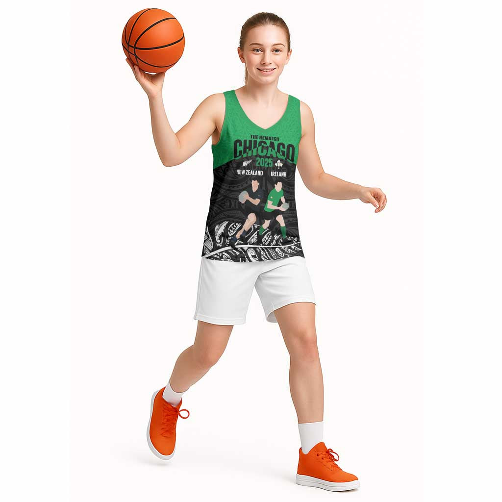 New Zealand and Ireland Rugby Custom Basketball Jersey Chicago 2025 Go All Black Shamrocks - Aussie Hoodie
