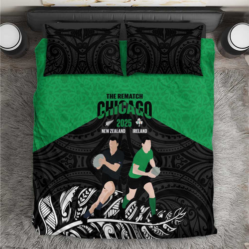 New Zealand and Ireland Rugby Bedding Set Chicago 2025 Go All Black Shamrocks - Aussie Hoodie