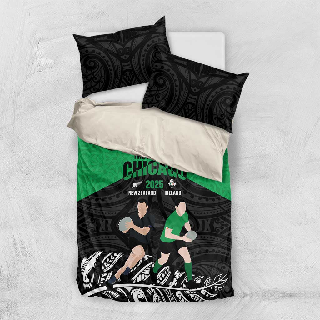 New Zealand and Ireland Rugby Bedding Set Chicago 2025 Go All Black Shamrocks - Aussie Hoodie