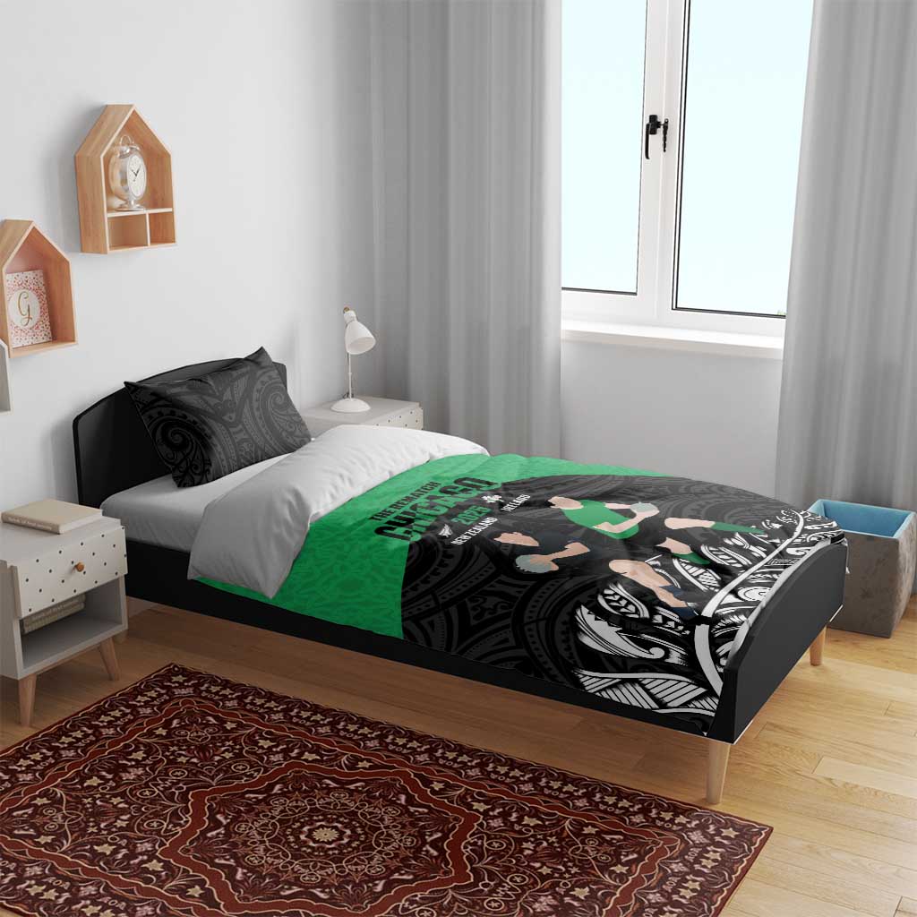 New Zealand and Ireland Rugby Bedding Set Chicago 2025 Go All Black Shamrocks - Aussie Hoodie