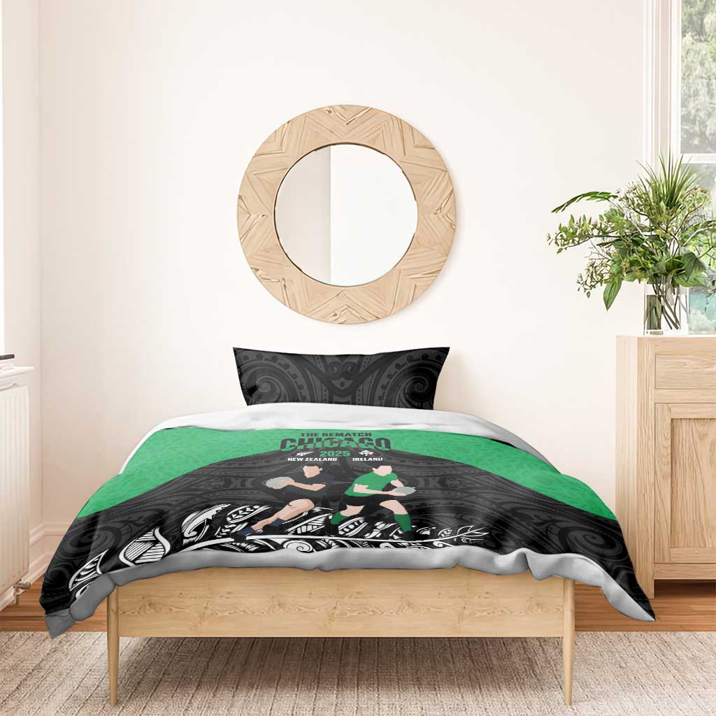 New Zealand and Ireland Rugby Bedding Set Chicago 2025 Go All Black Shamrocks - Aussie Hoodie