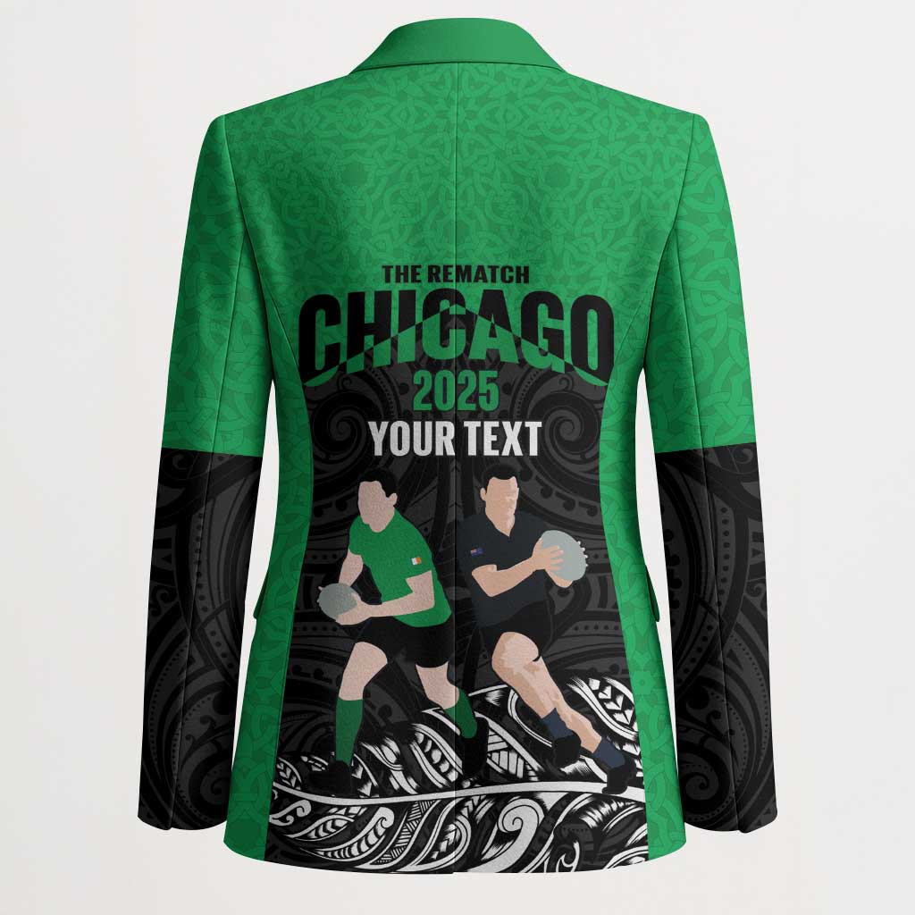 New Zealand and Ireland Rugby Custom Blazer Chicago 2025 Go All Black Shamrocks - Aussie Hoodie