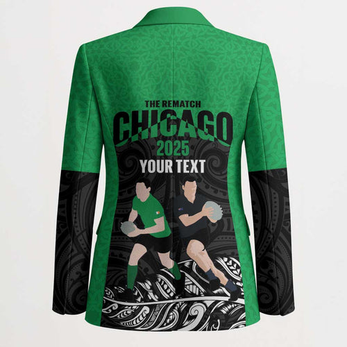 New Zealand and Ireland Rugby Custom Blazer Chicago 2025 Go All Black Shamrocks - Aussie Hoodie