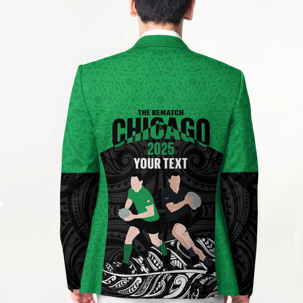 New Zealand and Ireland Rugby Custom Blazer Chicago 2025 Go All Black Shamrocks - Aussie Hoodie