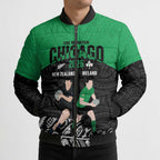 New Zealand and Ireland Rugby Custom Bomber Puffer Jacket Chicago 2025 Go All Black Shamrocks - Aussie Hoodie