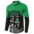 New Zealand and Ireland Rugby Custom Button Sweatshirt Chicago 2025 Go All Black Shamrocks - Aussie Hoodie