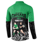 New Zealand and Ireland Rugby Custom Button Sweatshirt Chicago 2025 Go All Black Shamrocks - Aussie Hoodie