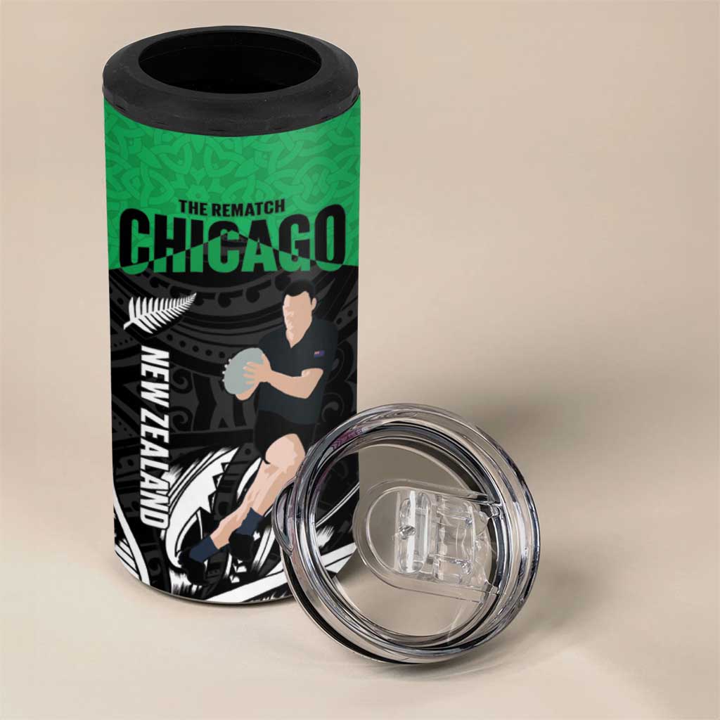 New Zealand and Ireland Rugby 4 in 1 Can Cooler Tumbler Chicago 2025 Go All Black Shamrocks - Aussie Hoodie