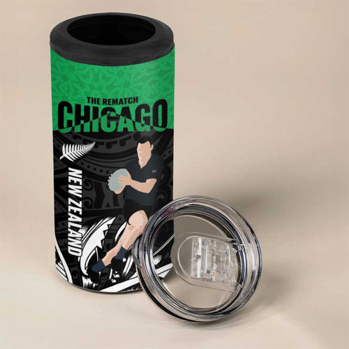 New Zealand and Ireland Rugby 4 in 1 Can Cooler Tumbler Chicago 2025 Go All Black Shamrocks - Aussie Hoodie