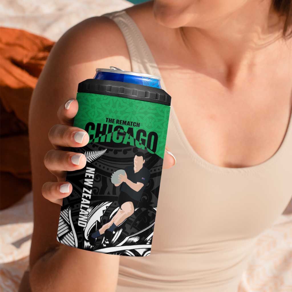New Zealand and Ireland Rugby 4 in 1 Can Cooler Tumbler Chicago 2025 Go All Black Shamrocks - Aussie Hoodie