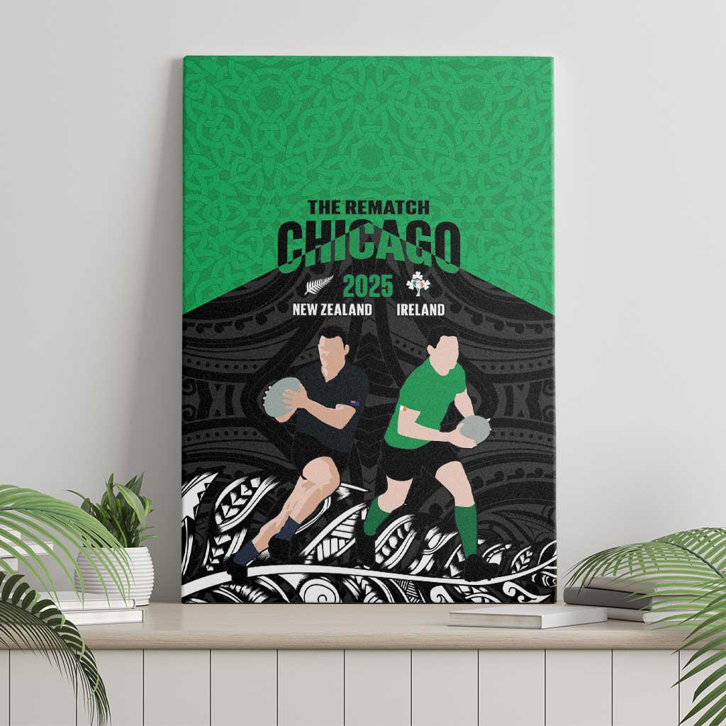New Zealand and Ireland Rugby Canvas Wall Art Chicago 2025 Go All Black Shamrocks - Aussie Hoodie