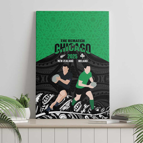 New Zealand and Ireland Rugby Canvas Wall Art Chicago 2025 Go All Black Shamrocks - Aussie Hoodie