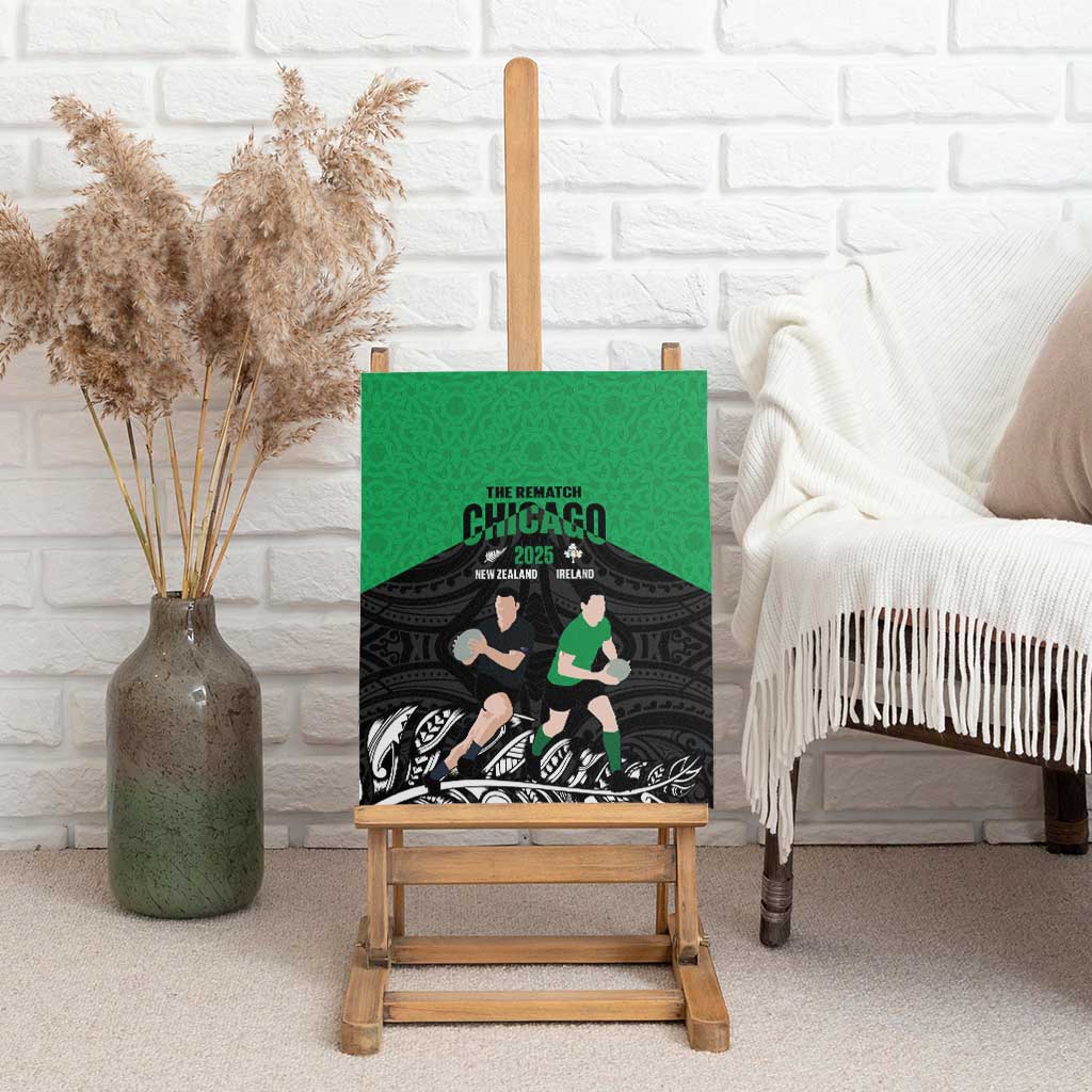 New Zealand and Ireland Rugby Canvas Wall Art Chicago 2025 Go All Black Shamrocks - Aussie Hoodie