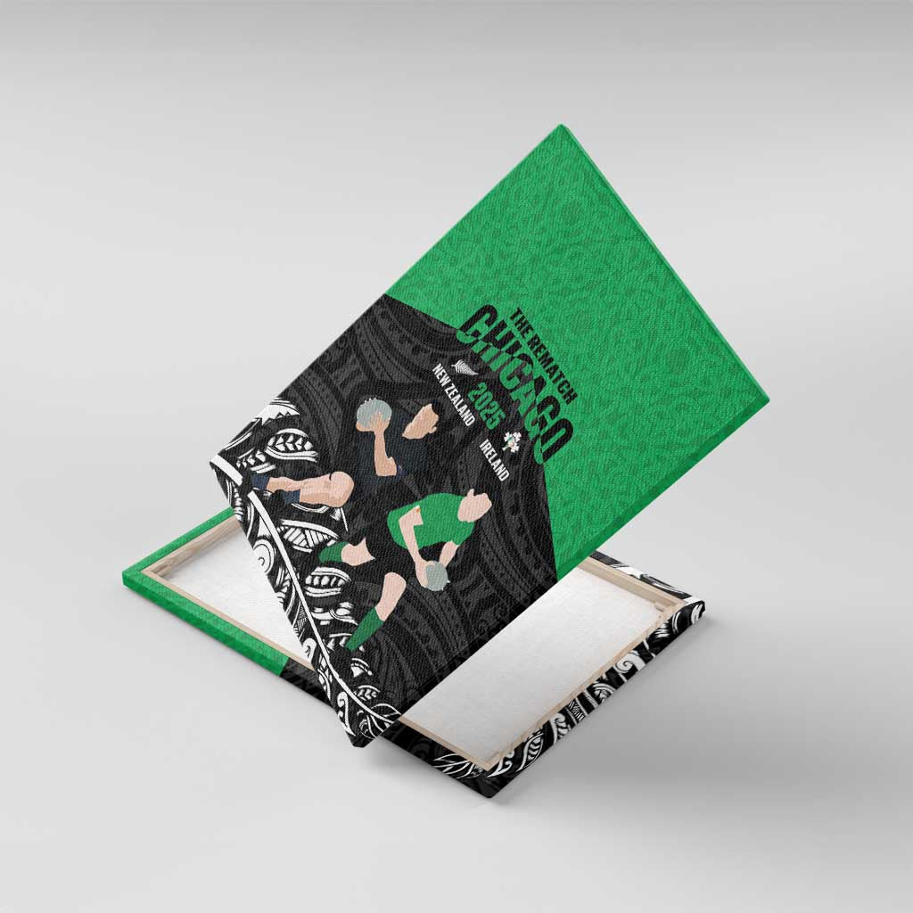 New Zealand and Ireland Rugby Canvas Wall Art Chicago 2025 Go All Black Shamrocks - Aussie Hoodie