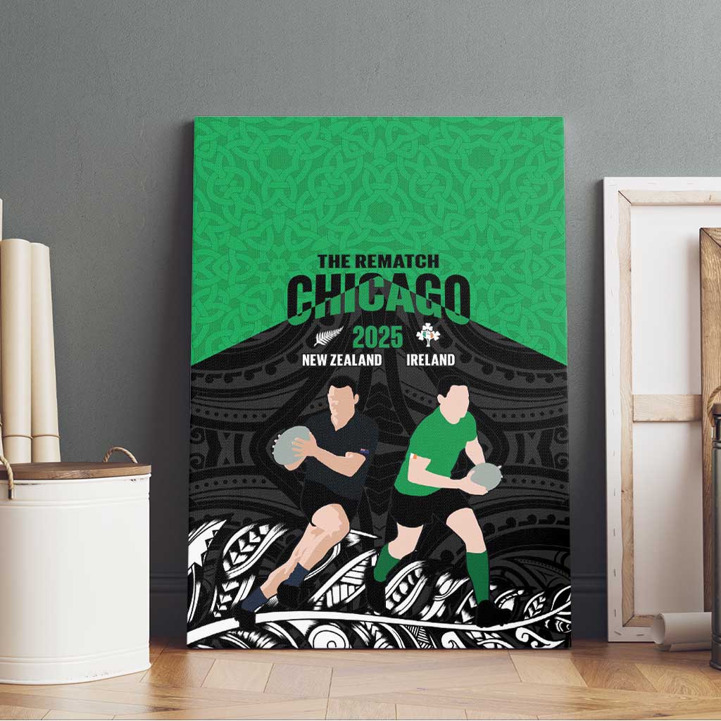 New Zealand and Ireland Rugby Canvas Wall Art Chicago 2025 Go All Black Shamrocks - Aussie Hoodie