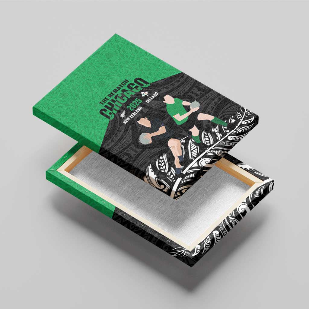 New Zealand and Ireland Rugby Canvas Wall Art Chicago 2025 Go All Black Shamrocks - Aussie Hoodie