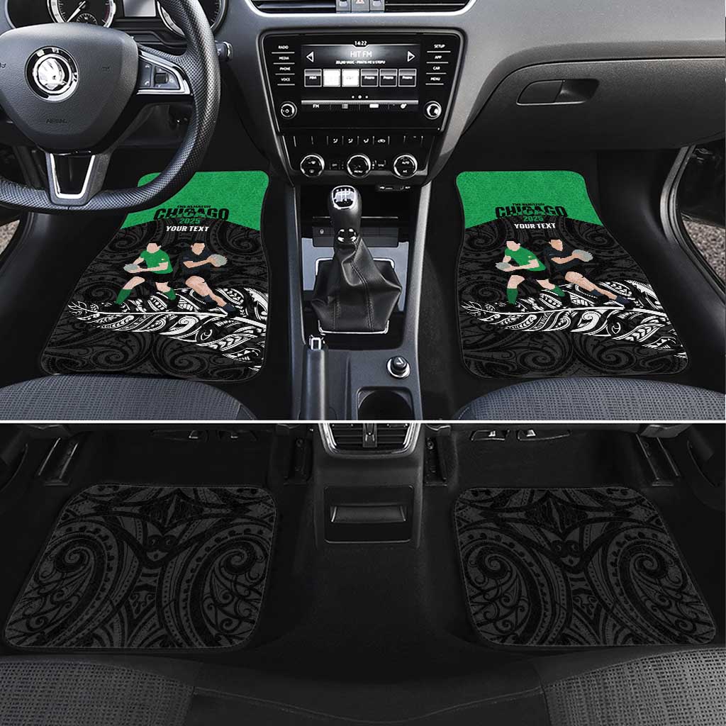 New Zealand and Ireland Rugby Custom Car Mats Chicago 2025 Go All Black Shamrocks - Aussie Hoodie