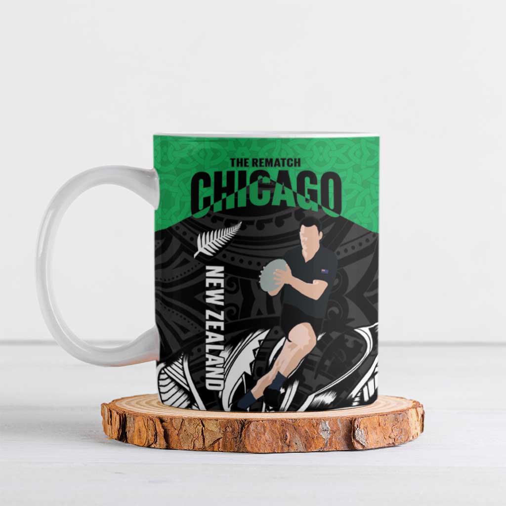 New Zealand and Ireland Rugby Ceramic Mug Chicago 2025 Go All Black Shamrocks - Aussie Hoodie