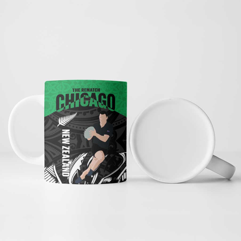 New Zealand and Ireland Rugby Ceramic Mug Chicago 2025 Go All Black Shamrocks - Aussie Hoodie