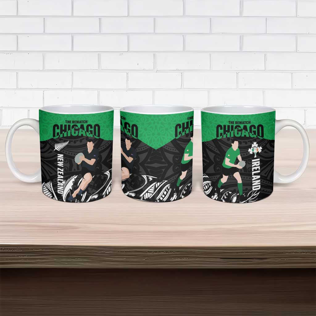 New Zealand and Ireland Rugby Ceramic Mug Chicago 2025 Go All Black Shamrocks - Aussie Hoodie