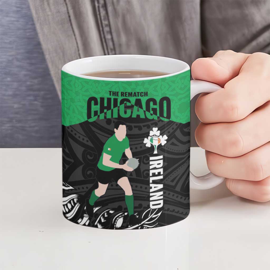 New Zealand and Ireland Rugby Ceramic Mug Chicago 2025 Go All Black Shamrocks - Aussie Hoodie