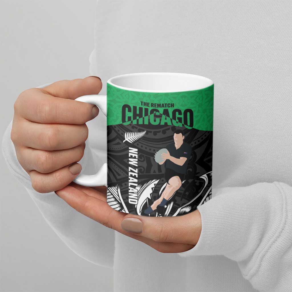 New Zealand and Ireland Rugby Ceramic Mug Chicago 2025 Go All Black Shamrocks - Aussie Hoodie