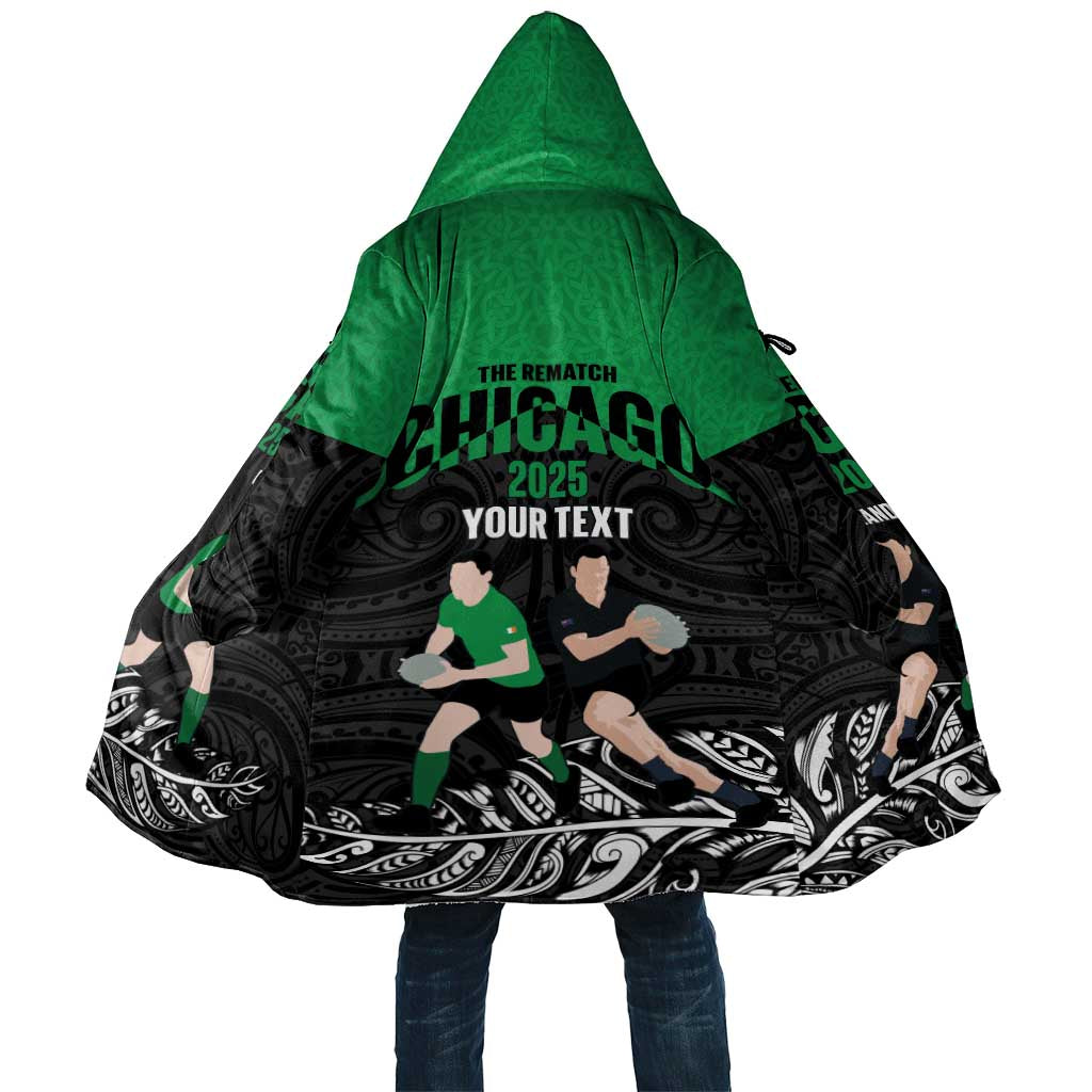 New Zealand and Ireland Rugby Custom Cloak Chicago 2025 Go All Black Shamrocks - Aussie Hoodie