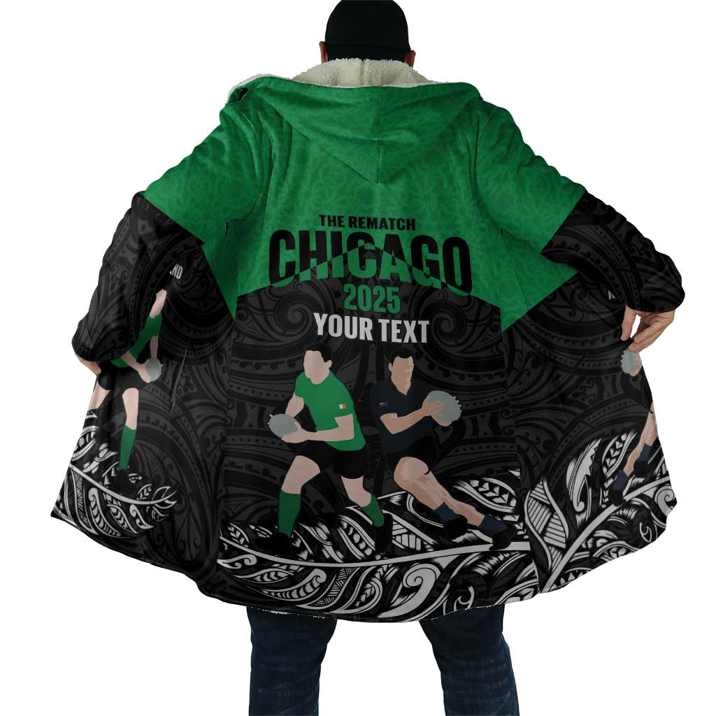 New Zealand and Ireland Rugby Custom Cloak Chicago 2025 Go All Black Shamrocks - Aussie Hoodie