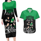 New Zealand and Ireland Rugby Custom Couples Matching Long Sleeve Bodycon Dress and Hawaiian Shirt Chicago 2025 Go All Black Shamrocks - Aussie Hoodie
