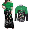 New Zealand and Ireland Rugby Custom Couples Matching Off Shoulder Maxi Dress and Long Sleeve Button Shirt Chicago 2025 Go All Black Shamrocks - Aussie Hoodie