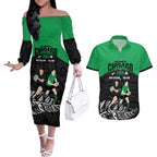 New Zealand and Ireland Rugby Custom Couples Matching Off The Shoulder Long Sleeve Dress and Hawaiian Shirt Chicago 2025 Go All Black Shamrocks - Aussie Hoodie