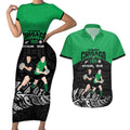 New Zealand and Ireland Rugby Custom Couples Matching Short Sleeve Bodycon Dress and Hawaiian Shirt Chicago 2025 Go All Black Shamrocks - Aussie Hoodie