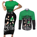 New Zealand and Ireland Rugby Custom Couples Matching Short Sleeve Bodycon Dress and Long Sleeve Button Shirt Chicago 2025 Go All Black Shamrocks - Aussie Hoodie