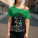 New Zealand and Ireland Rugby Custom Cross Shoulder Shirt Chicago 2025 Go All Black Shamrocks - Aussie Hoodie
