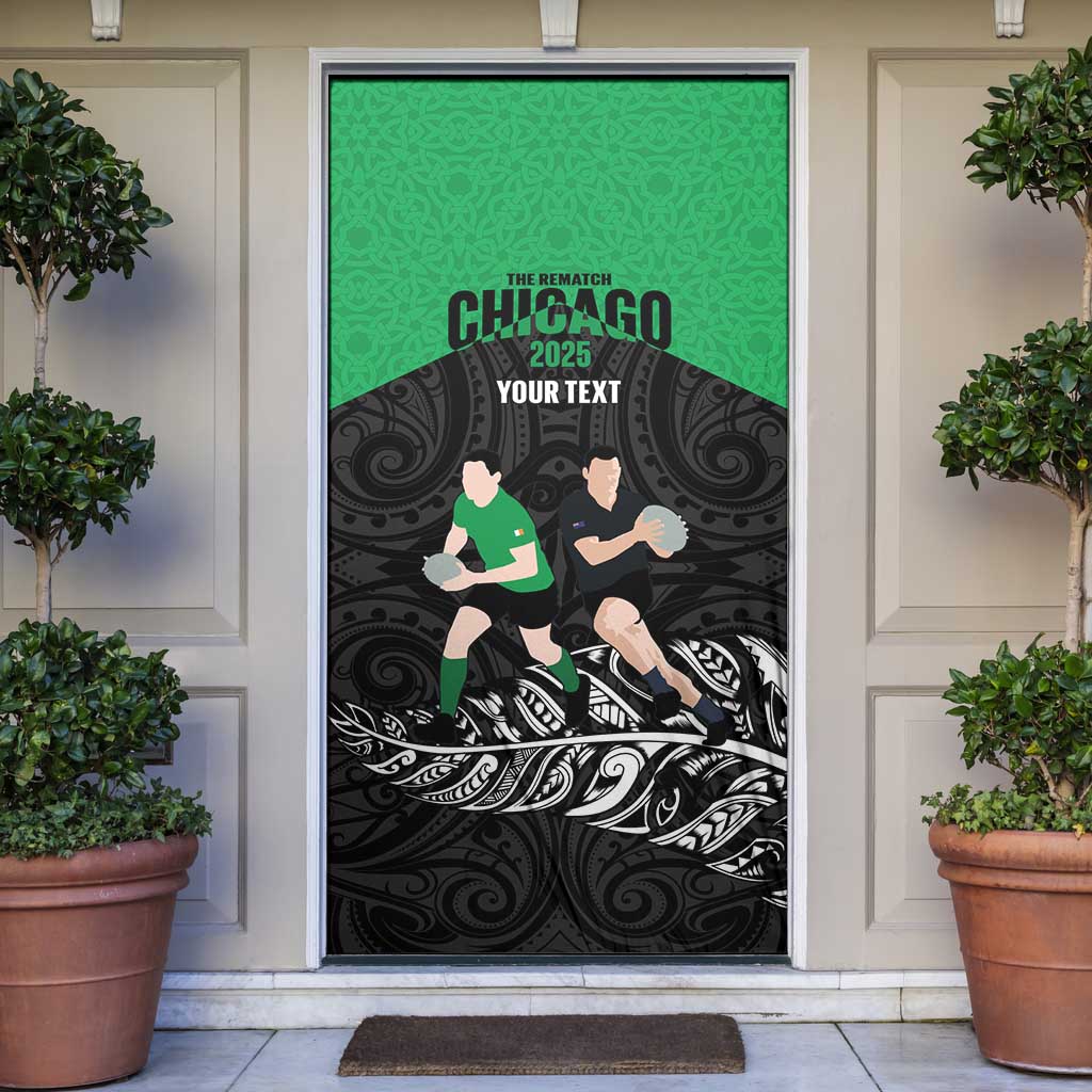 New Zealand and Ireland Rugby Custom Door Cover Chicago 2025 Go All Black Shamrocks - Aussie Hoodie