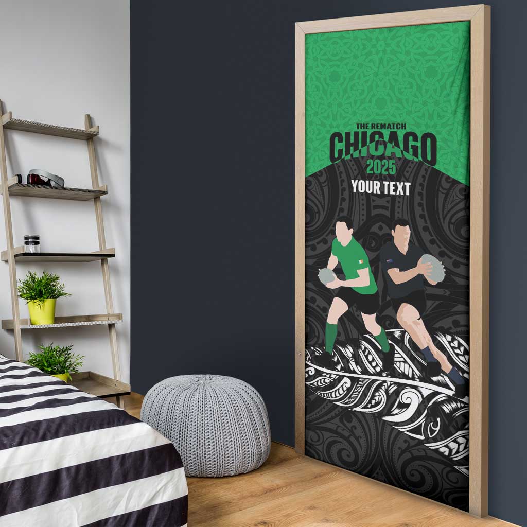 New Zealand and Ireland Rugby Custom Door Cover Chicago 2025 Go All Black Shamrocks - Aussie Hoodie