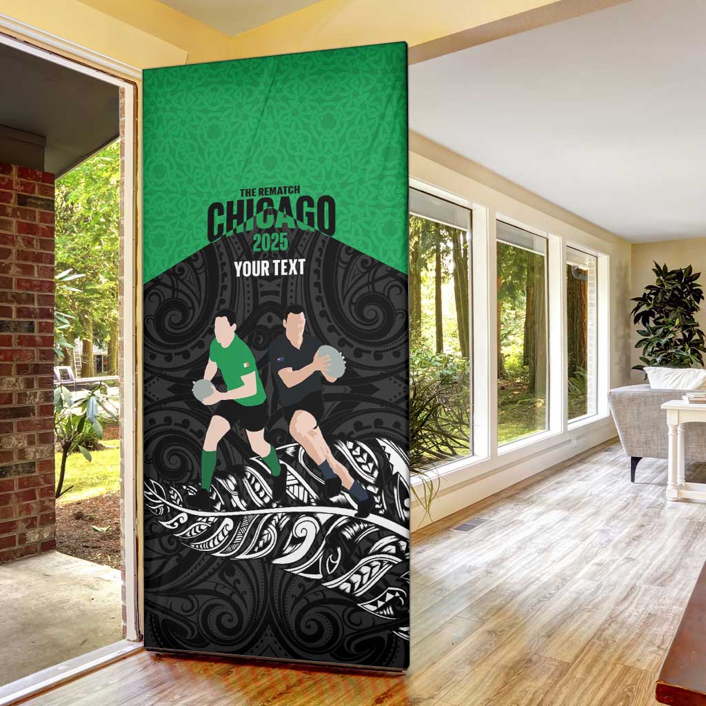 New Zealand and Ireland Rugby Custom Door Cover Chicago 2025 Go All Black Shamrocks - Aussie Hoodie