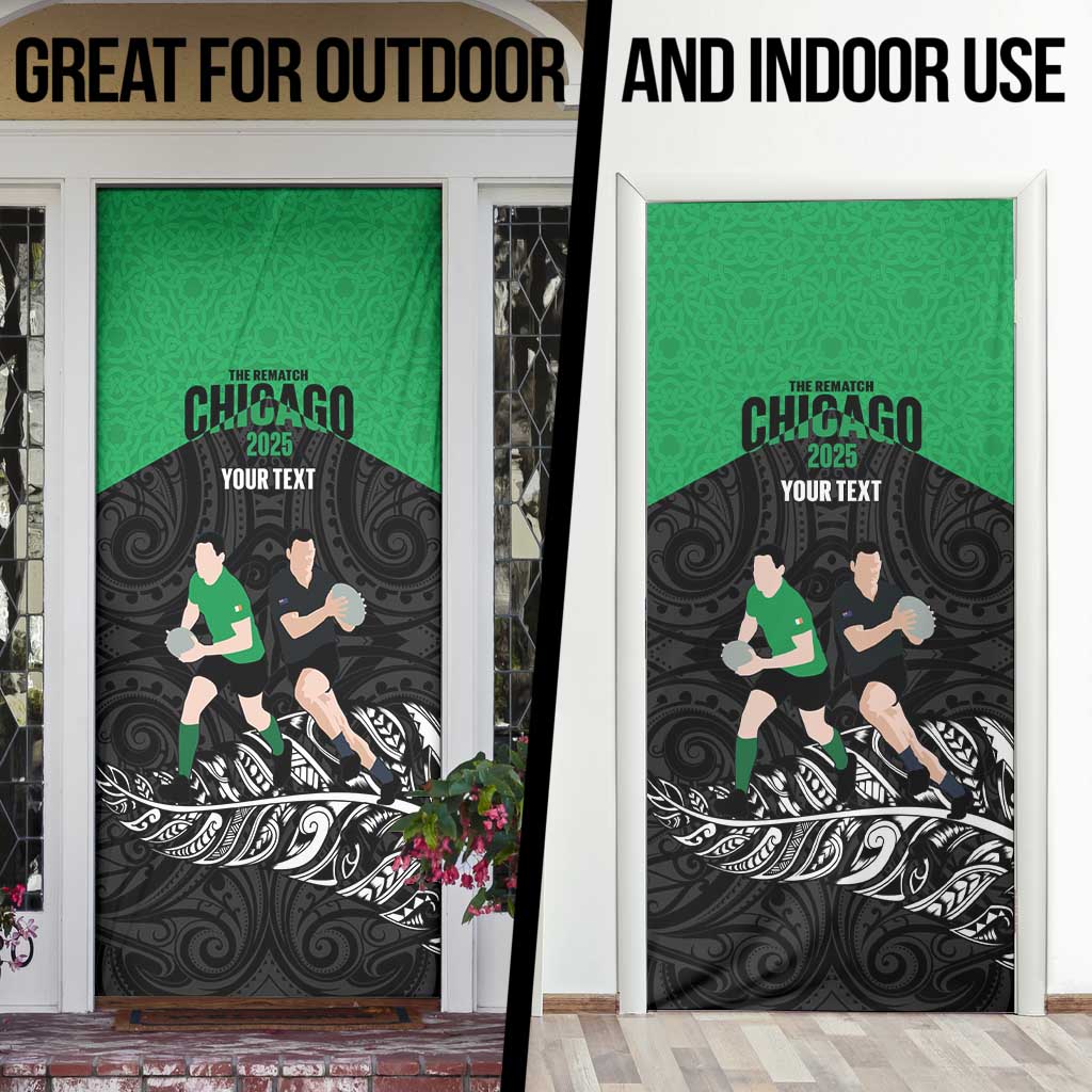 New Zealand and Ireland Rugby Custom Door Cover Chicago 2025 Go All Black Shamrocks - Aussie Hoodie