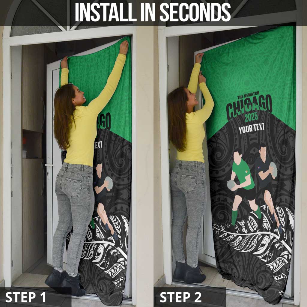 New Zealand and Ireland Rugby Custom Door Cover Chicago 2025 Go All Black Shamrocks - Aussie Hoodie