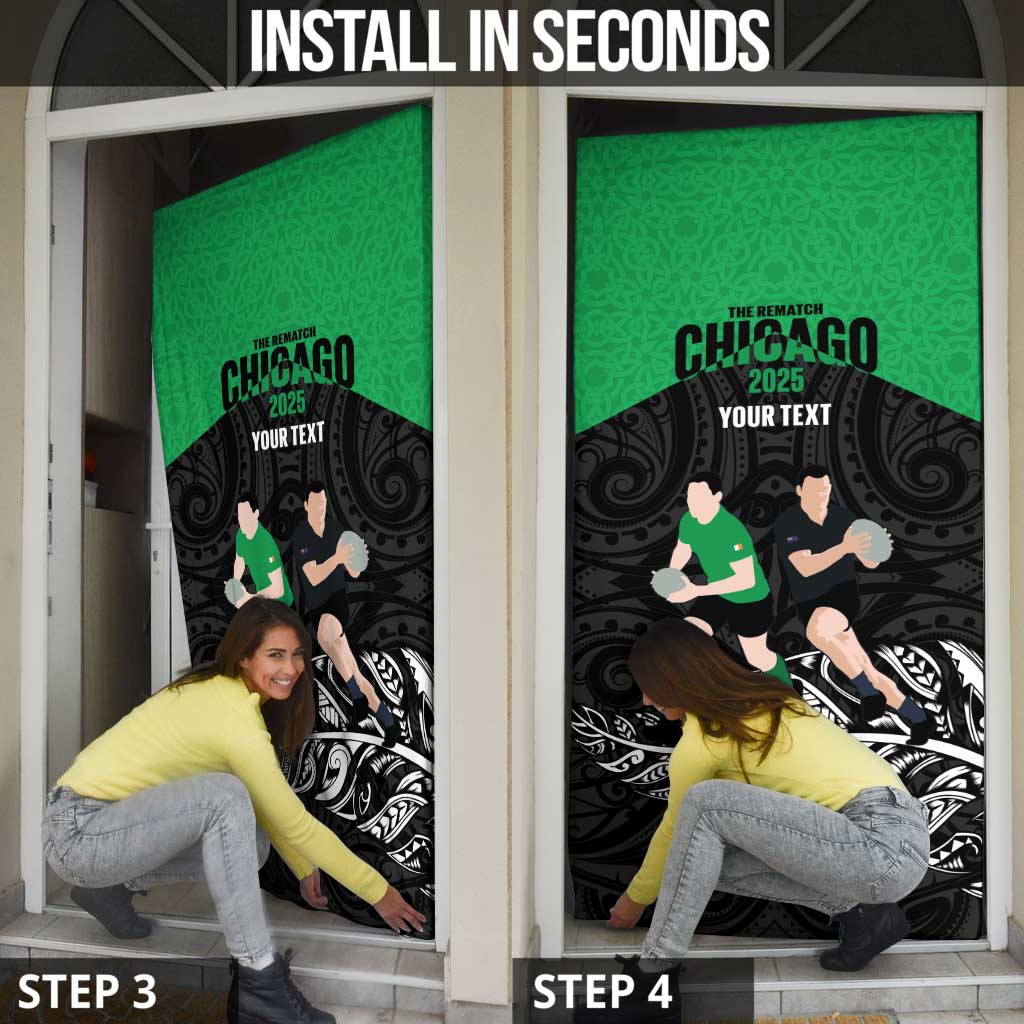 New Zealand and Ireland Rugby Custom Door Cover Chicago 2025 Go All Black Shamrocks - Aussie Hoodie