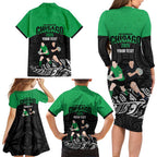 New Zealand and Ireland Rugby Custom Family Matching Long Sleeve Bodycon Dress and Hawaiian Shirt Chicago 2025 Go All Black Shamrocks - Aussie Hoodie