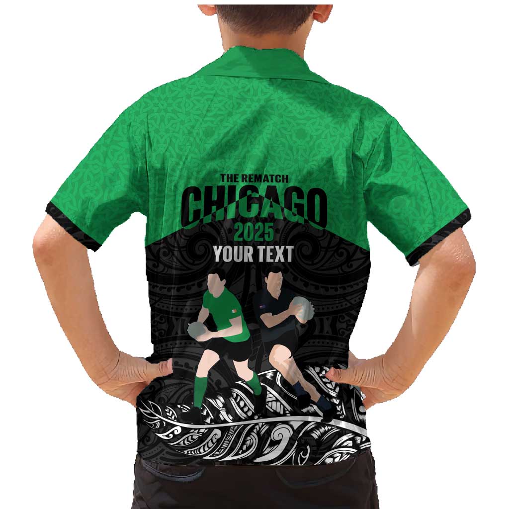 New Zealand and Ireland Rugby Custom Family Matching Mermaid Dress and Hawaiian Shirt Chicago 2025 Go All Black Shamrocks - Aussie Hoodie