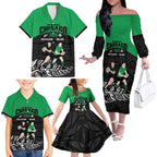 New Zealand and Ireland Rugby Custom Family Matching Off The Shoulder Long Sleeve Dress and Hawaiian Shirt Chicago 2025 Go All Black Shamrocks - Aussie Hoodie