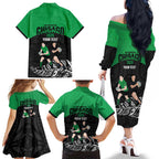 New Zealand and Ireland Rugby Custom Family Matching Off The Shoulder Long Sleeve Dress and Hawaiian Shirt Chicago 2025 Go All Black Shamrocks - Aussie Hoodie