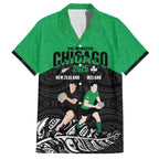 New Zealand and Ireland Rugby Custom Family Matching Off The Shoulder Long Sleeve Dress and Hawaiian Shirt Chicago 2025 Go All Black Shamrocks - Aussie Hoodie