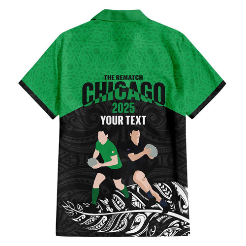 New Zealand and Ireland Rugby Custom Family Matching Off The Shoulder Long Sleeve Dress and Hawaiian Shirt Chicago 2025 Go All Black Shamrocks - Aussie Hoodie