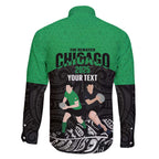 New Zealand and Ireland Rugby Custom Family Matching Off The Shoulder Long Sleeve Dress and Hawaiian Shirt Chicago 2025 Go All Black Shamrocks - Aussie Hoodie