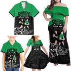 New Zealand and Ireland Rugby Custom Family Matching Off Shoulder Maxi Dress and Hawaiian Shirt Chicago 2025 Go All Black Shamrocks - Aussie Hoodie